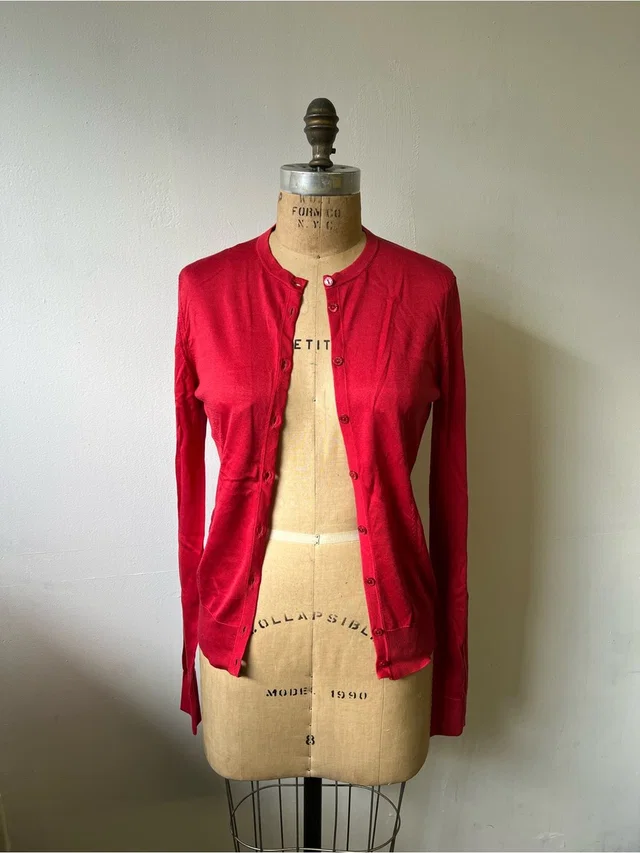Dolce & Gabbana Button-Front Crewneck Cardigan in red from Poshmark