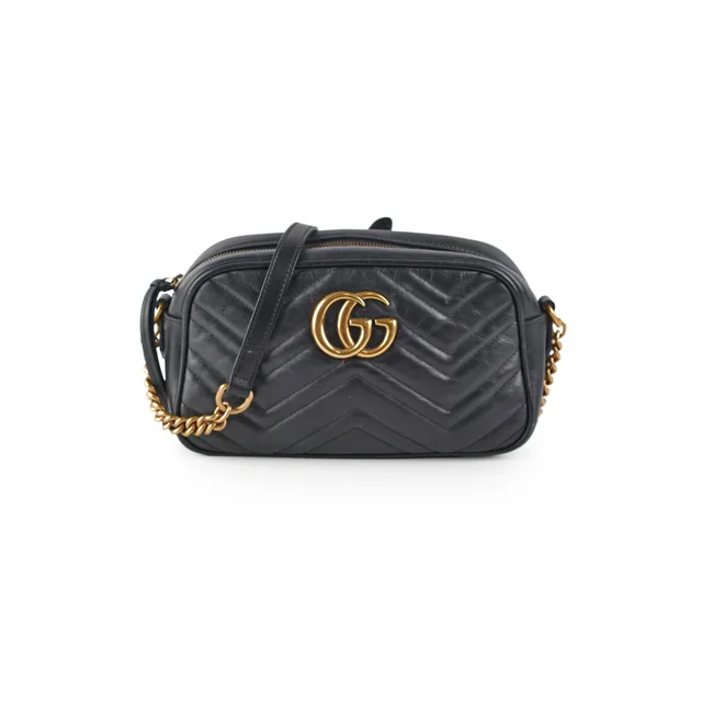 Gucci Marmont Small Camera Crossbody Black in Black Leather from The Purse Affair