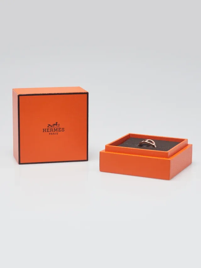 Hermès 18k Rose Gold and Diamond Chaine d'Ancre Contour Medium Model Ring Size 5/49 in Pink from Yoogis, photo 3 of 8