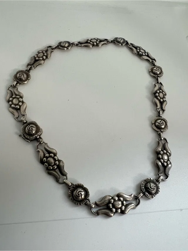 Georg Jensen Sterling Silver Floral Link Necklace in silver|gray from Poshmark