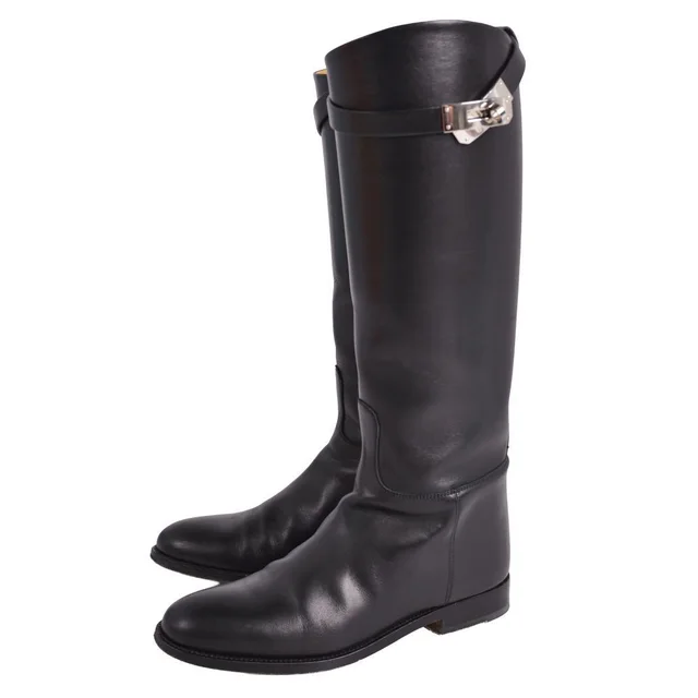Hermès Boots Long Black in Black Calfskin from The Reluxe