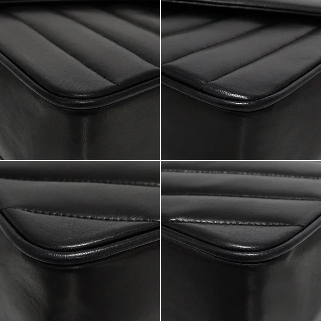 Chanel Vintage Chevron V Stitch Chain Shoulder Bag Black Lamb Skin Gold Hardware in Black Leather from Luxury Promise, photo 2 of 2