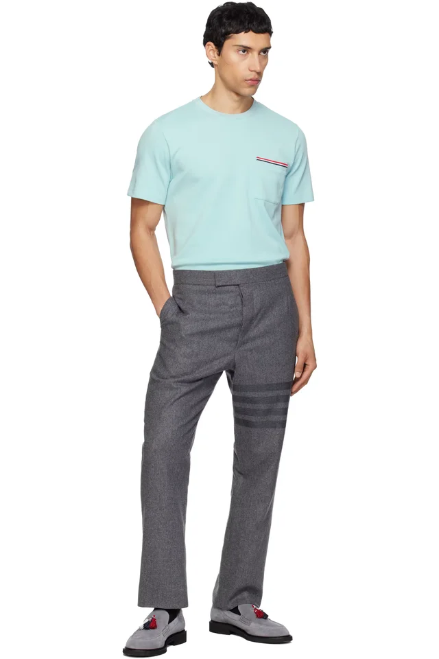Thom Browne Blue Milano Cotton Oversized Pocket T-shirt, photo 5 of 5 from SSENSE