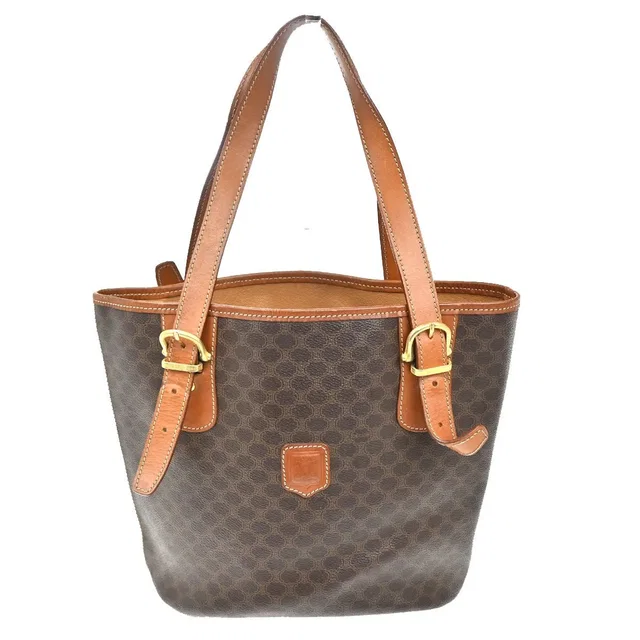 Celine Vintage Macadam Canvas And Leather Brown Bag in Brown Canvas from HEWI