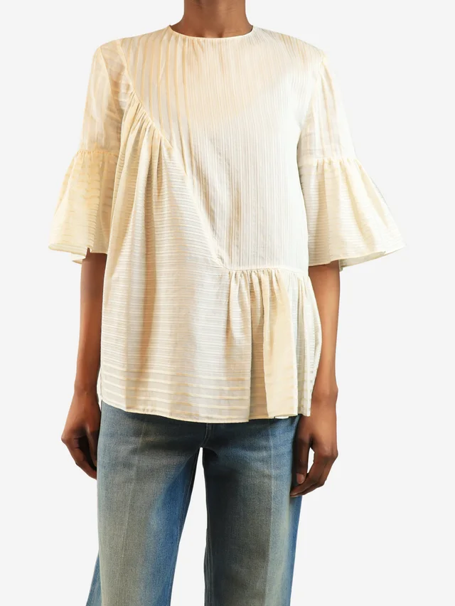 Stella McCartney Cream and gold striped panelled top - size UK 8 in White from Sign of the Times