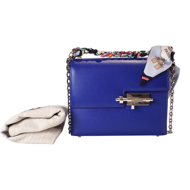 Hermès Verrou 17cm Mini Blue Encre - C Stamp in Blue from Luxury Promise