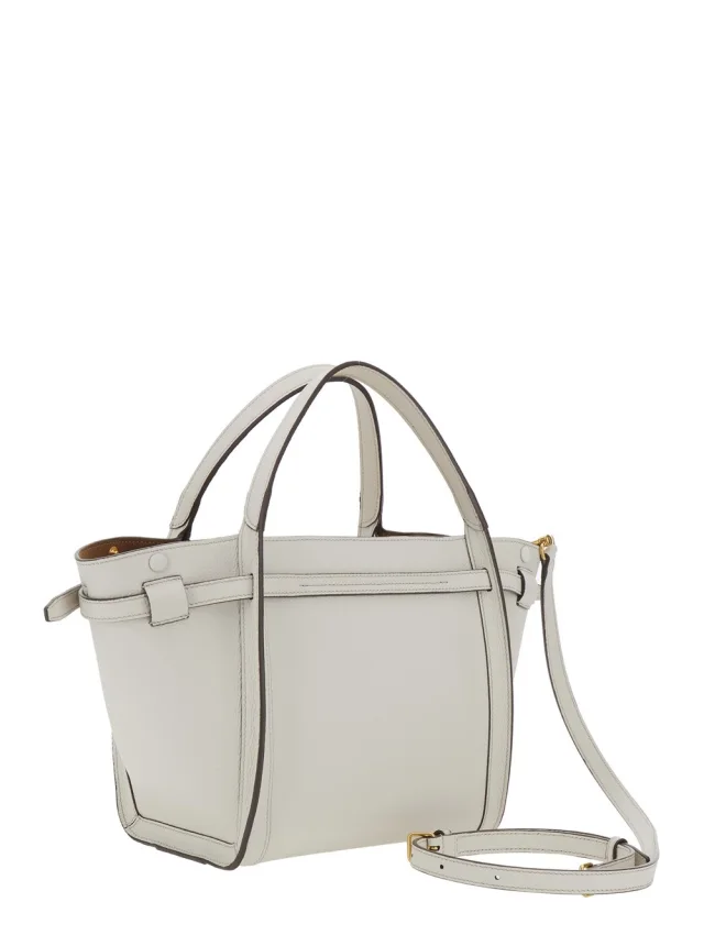 TOD'S White Medium Tote Bag with T Timeless Plaque on the Front and Adjustable and Removable Shoulder Strap in Leather Woman in White 100% Calf, photo 5 of 12 from Gaudenzi Boutique