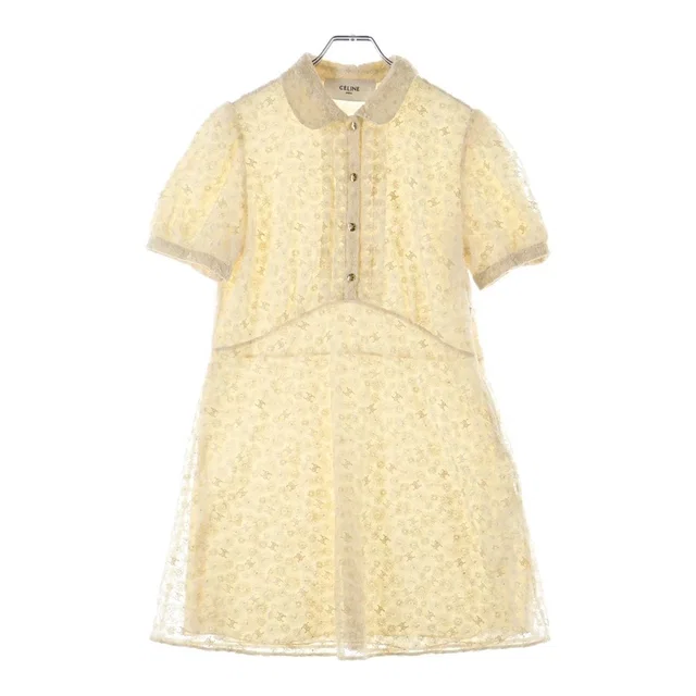 Celine Embroidered Babydoll Mini Dress in Tulle Triomphe Polyester Floral Baby from The Reluxe