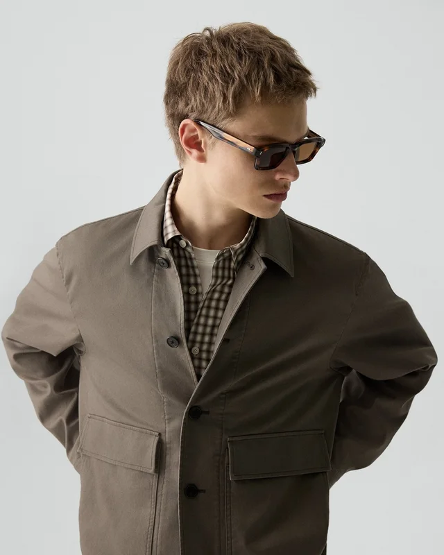 Theory Button-Up Jacket in Moonsoft Cotton in MOREL 97% Cotton, 3% Spandex, photo 12 of 14 from Theory