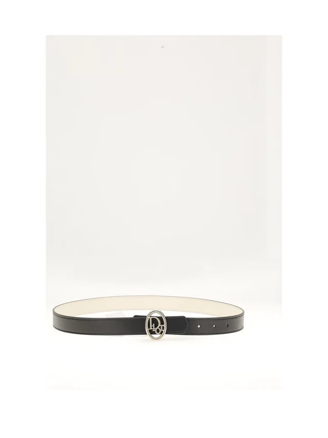 Dior Oblique Belt — Black Calf Leather (bos Taurus) in Black Calfskin from HEWI