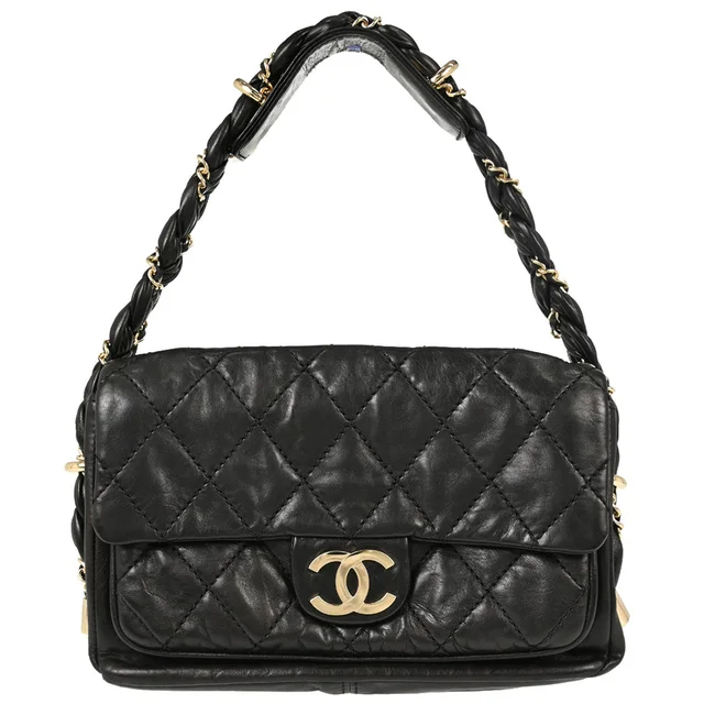 Chanel 2006-2008 Black Lambskin Lady Braid Handbag in Black Lambskin from AMORE Vintage Tokyo
