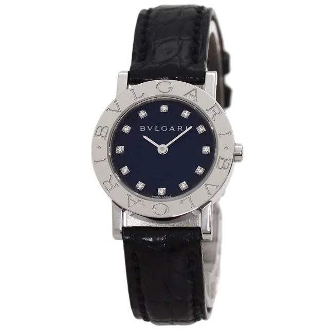Bvlgari 12 Diamond Watch SS Leather in Leather from The Reluxe