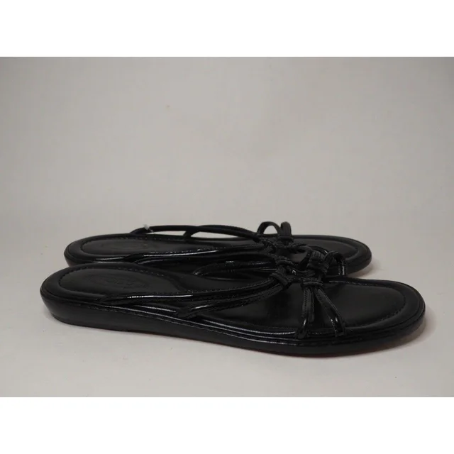 Tod's Women's Sandals - Black - US 9 in black Patent leather from Depop, photo 3 of 3