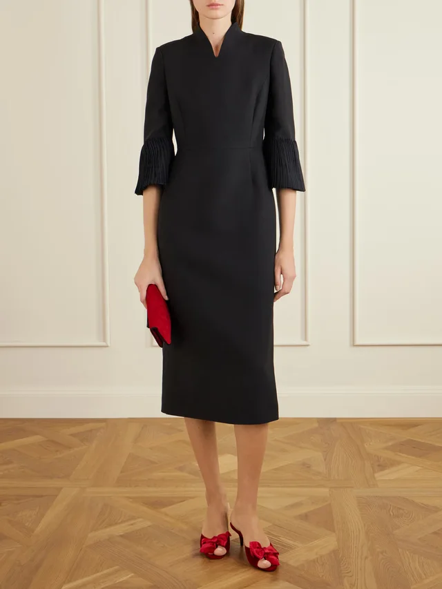 VALENTINO GARAVANI Wool and silk-blend crepe midi dress in Black, photo 2 of 2 from NET-A-PORTER (Canada)