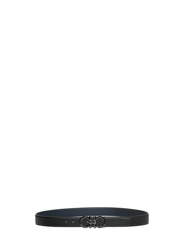 Ferragamo Reversible Calf Leather Belt — Black in Black Calfskin from HEWI