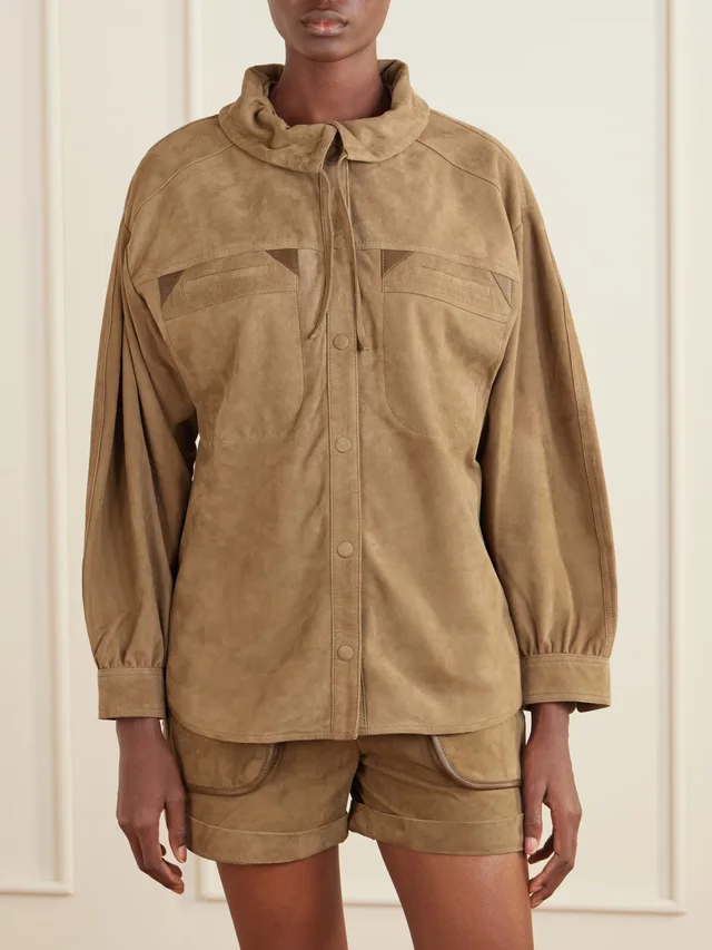 ISABEL MARANT Maldia suede overshirt in beige 100% Leather, photo 3 of 6 from NET-A-PORTER (Canada)
