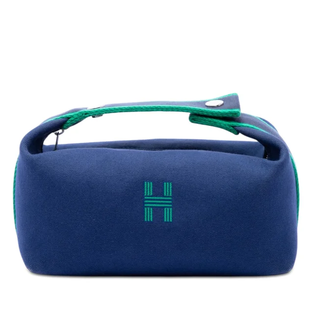 Blue Hermès Small Toile Bride A Brac Case Vanity Bag in Blue Canvas from Designer Revival