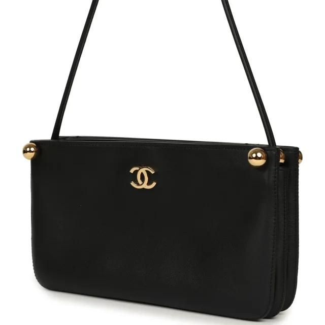 Chanel "Chic Studs" Clutch Bag Black Lambskin Gold Hardware in Black Lambskin from Madison Avenue Couture, photo 5 of 11