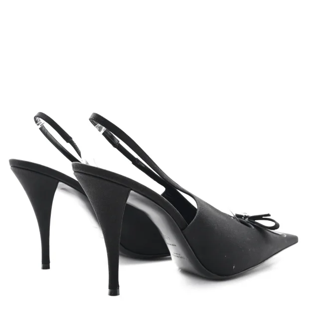 Saint Laurent Crepe De Chine Crystal Bow Slingback Pumps 41.5 Black in Black from FASHIONPHILE, photo 5 of 10