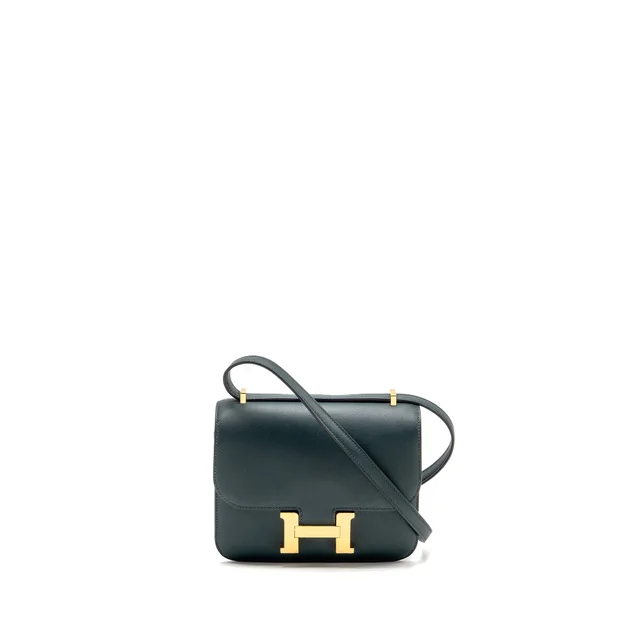 Hermès Mini Constance Swift Vert Cypres GHW Stamp Z in Green Swift leather from EMIER