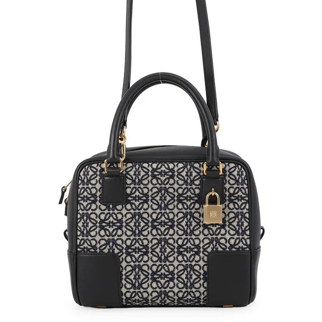 Loewe amazona19 square bag Gray/BlackA039N10X02 Canvas Calf Leather Size 19 in Grey Calfskin from GALLERY RARE