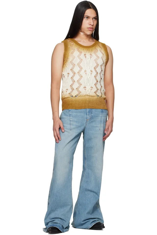 EGONlab Tan & Off-White Textured Knit Tank Top, photo 4 of 4 from SSENSE