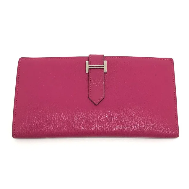 Hermès Wallet Bearn Classic Chevre Pink in Pink Goatskin from The Reluxe