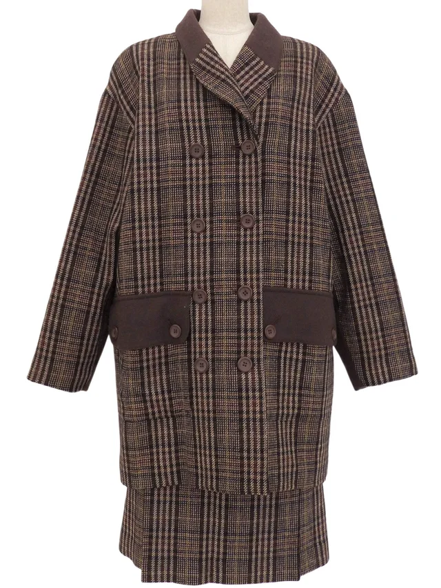 Dior Wool Check Pattern Set-up #M Brown/Multi in Brown Wool from VINTAGE QOO TOKYO