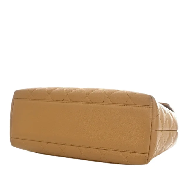 Beige Chanel CC Quilted Caviar Kelly Top Handle Bag Handbag in Beige Caviar leather from Designer Revival, photo 13 of 15
