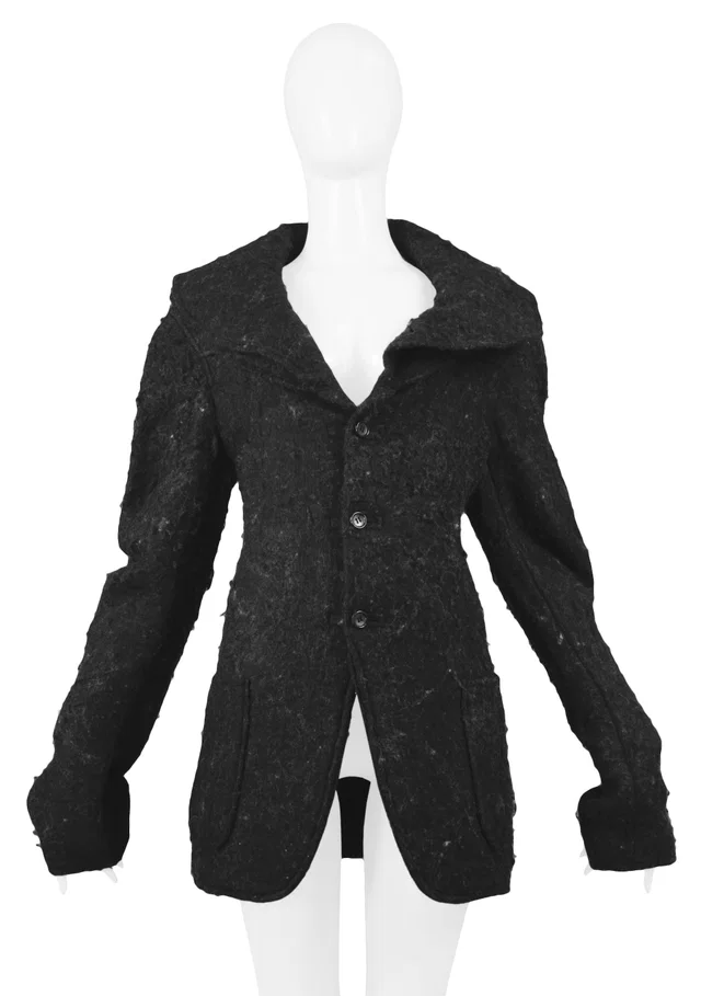 Comme des Garçons Grey Wool Flannel Jacket in Grey Wool from Resurrection Vintage