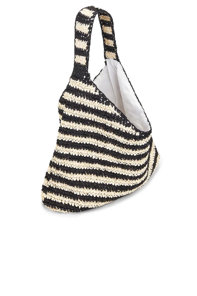 Seafolly Raffia Stripe Tote in Natural & Black, photo 4 of 4 from REVOLVE (Canada)