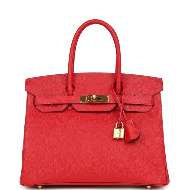 Hermès Birkin 30 Rouge Casaque Epsom Gold Hardware in Red Epsom leather from Madison Avenue Couture