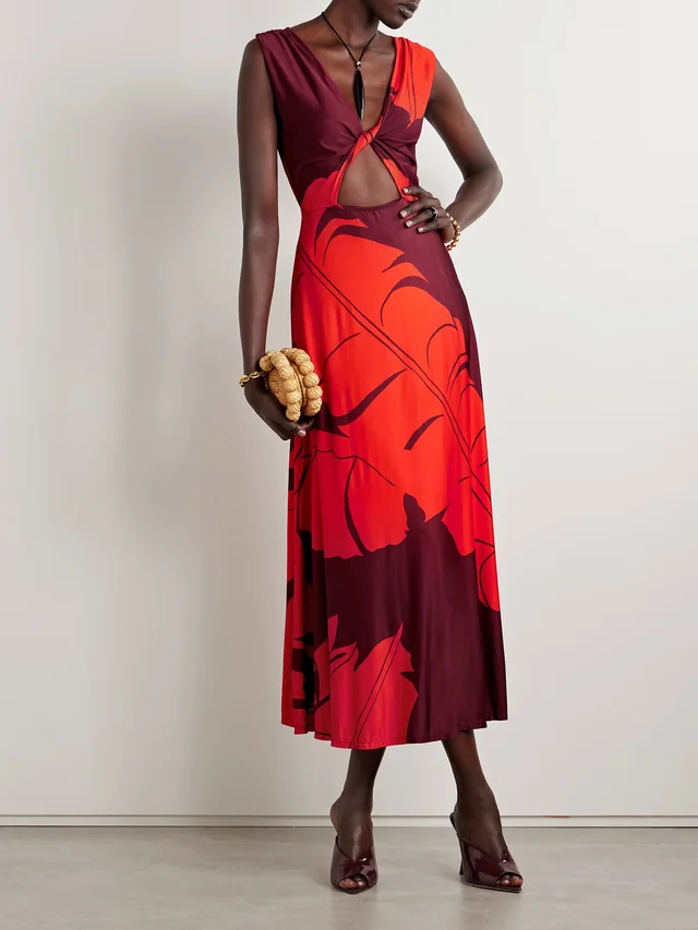 JOHANNA ORTIZ Deep Heart twist-front cutout printed stretch-jersey midi dress in Red, photo 2 of 2 from NET-A-PORTER (Canada)