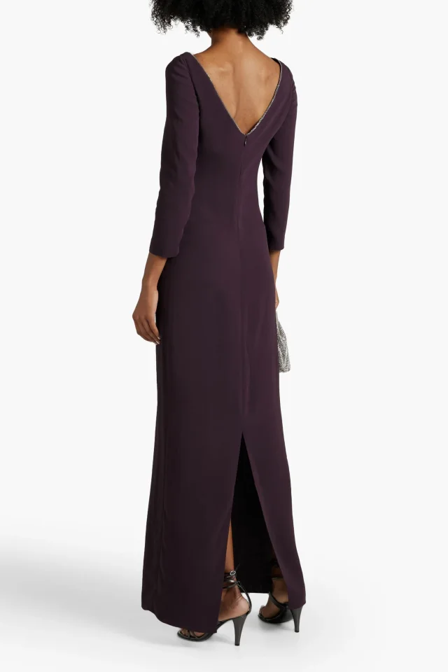 Fabiana Filippi Bead-Embellished Crepe Maxi Dress in Grape, photo 3 of 4 from THE OUTNET