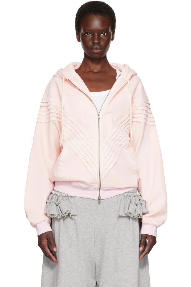 Pink Chevron Hooded Jacket, image 1 of 1 from SSENSE