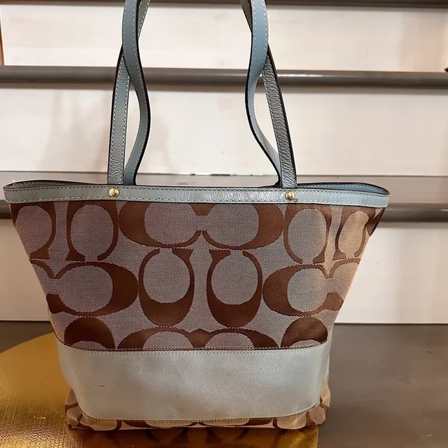 Coach Authentic Cc Canvas, Patent Leather And Satin Shine Tan And Bluetote in blue|brown|red Patent leather from Poshmark