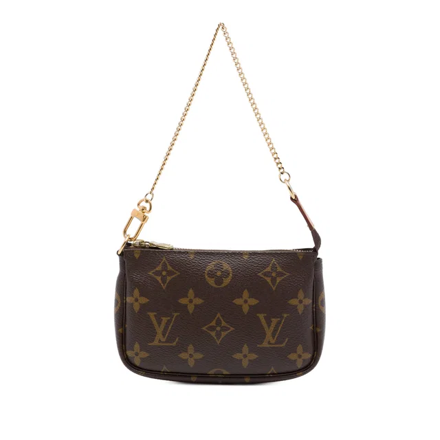 Brown Louis Vuitton Monogram Mini Pochette Accessoires Handbag in Brown Coated canvas from Designer Revival