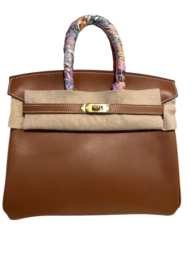 Hermès Birkin 25 In Barenia Leather GHW - Full Set with seals in Leather from Luxury Promise