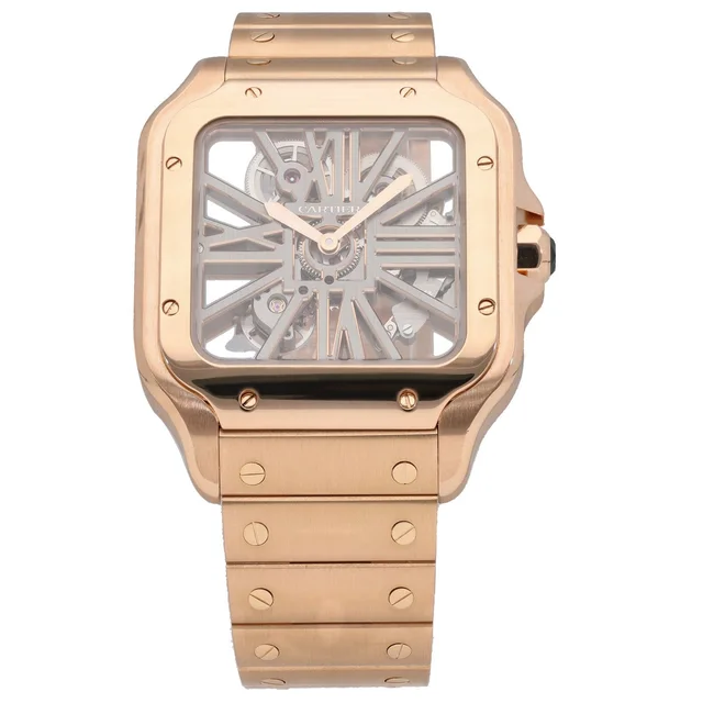 Santos De Cartier Skeleton WHSA0016 40mm Rose Gold Watch in Pink from H&T