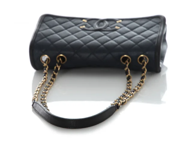 Chanel Medium Navy and Black Quilted Caviar CC Filigree Flap in Black Caviar leather from Ann's Fabulous Finds, photo 7 of 9