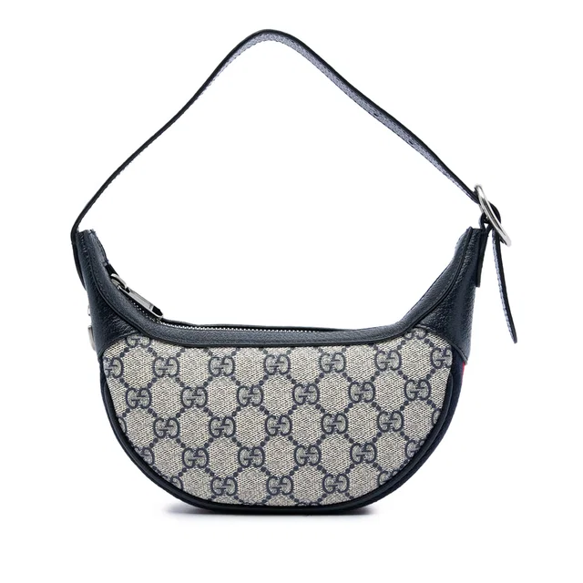 Black Gucci Mini GG Supreme Web Ophidia Shoulder Bag in Black Coated canvas from Designer Revival