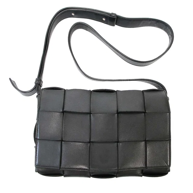 Bottega Veneta Cassette Maxi Intrecciato Leather Shoulder Bag Black in Black Woven leather from The Reluxe