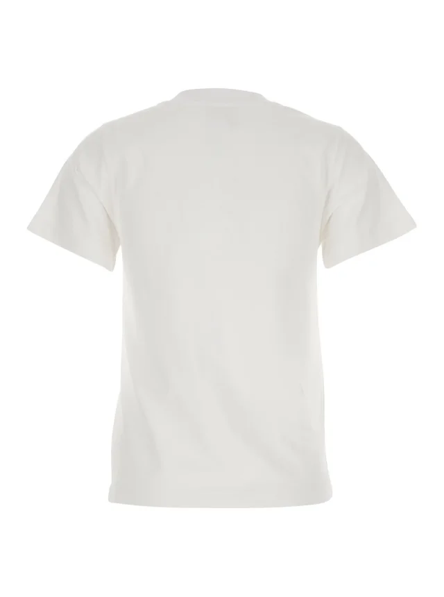 SHUSHU/TONG white T-shirt with floral embroidery in cotton for women in White 100% Cotton, photo 3 of 6 from Gaudenzi Boutique