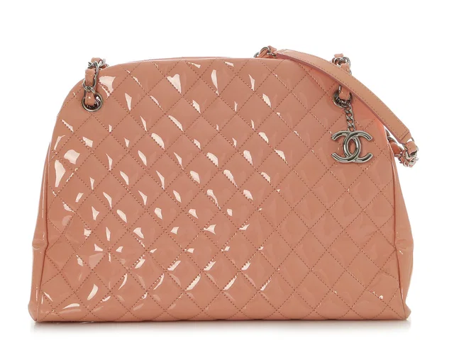 Chanel Large Pink Quilted Patent Mademoiselle Bowling Bag in Pink Patent leather from Ann's Fabulous Finds