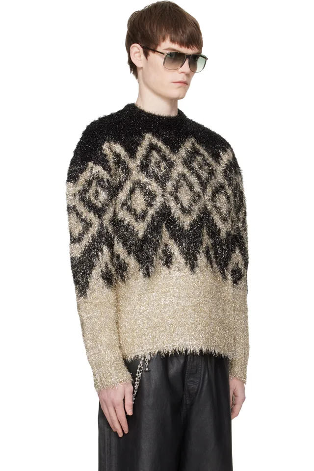 Acne Studios Black Metallic Knit Sweater, photo 2 of 4 from SSENSE