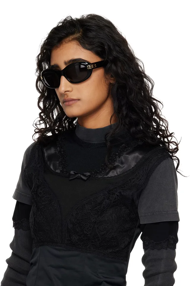 Balenciaga Black Casino Round Sunglasses, photo 4 of 4 from SSENSE