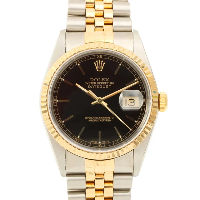 Rolex Circa 2002 Datejust 36mm 16233 Automatic Black in Black from VINTAGE QOO TOKYO