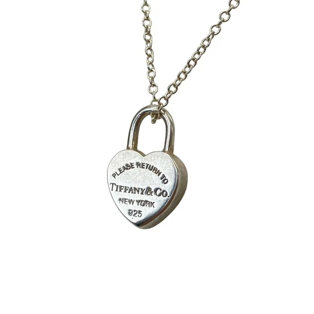 Return to Tiffany Heart Lock Necklace Silver in Silver from The Reluxe