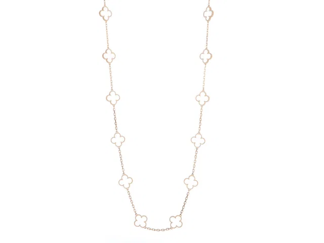 Van Cleef & Arpels 18K Yellow Gold Rock Crystal 20-Motif Vintage Alhambra Necklace in Yellow from Ann's Fabulous Finds