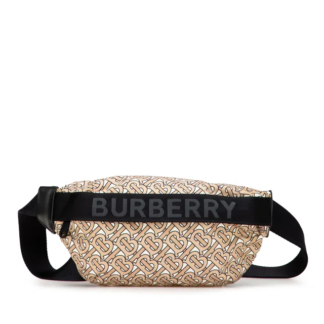 Brown Burberry TB Monogram Nylon Sonny Belt Bag in Brown Nylon from Designer Revival